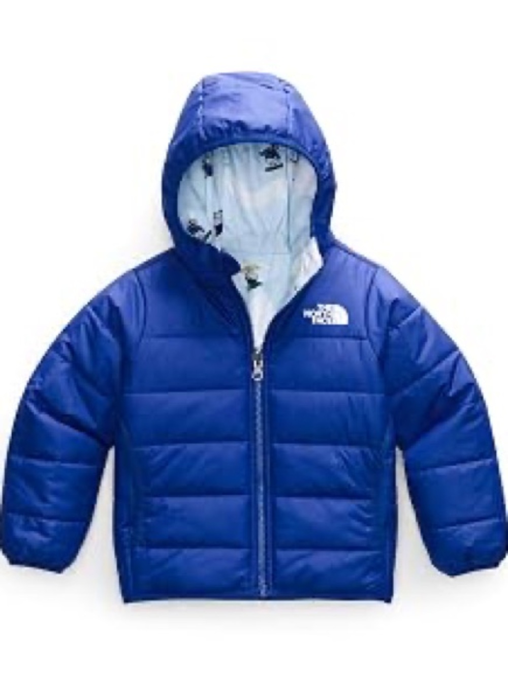 The North Face Royal Blue Puffer Jacket with Printed Lining